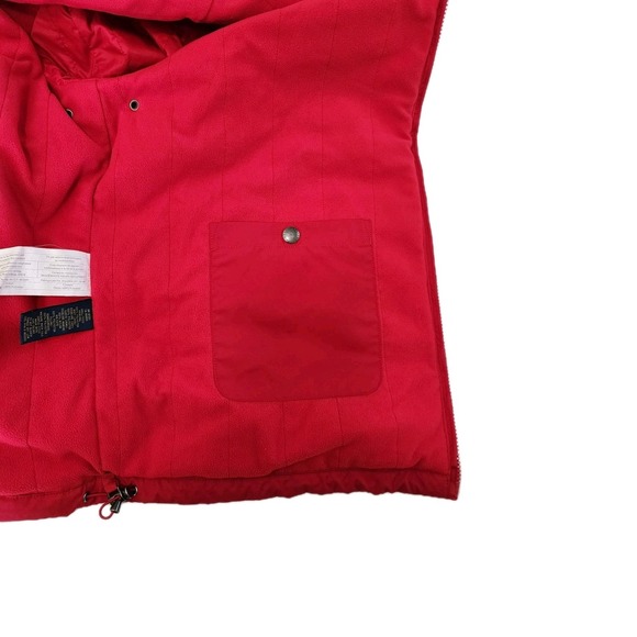 VTG Polo Ralph Lauren Men Red Bomber Jacket Fleece Lined Thick Rollaway Hood XL - Picture 5 of 9